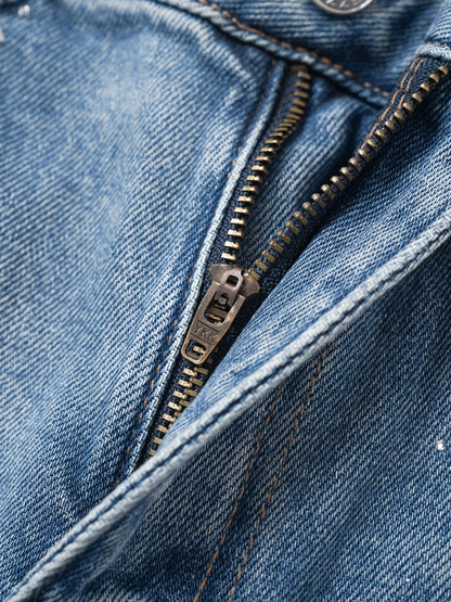 Jeans a gamba dritta con paillettes e cristalli