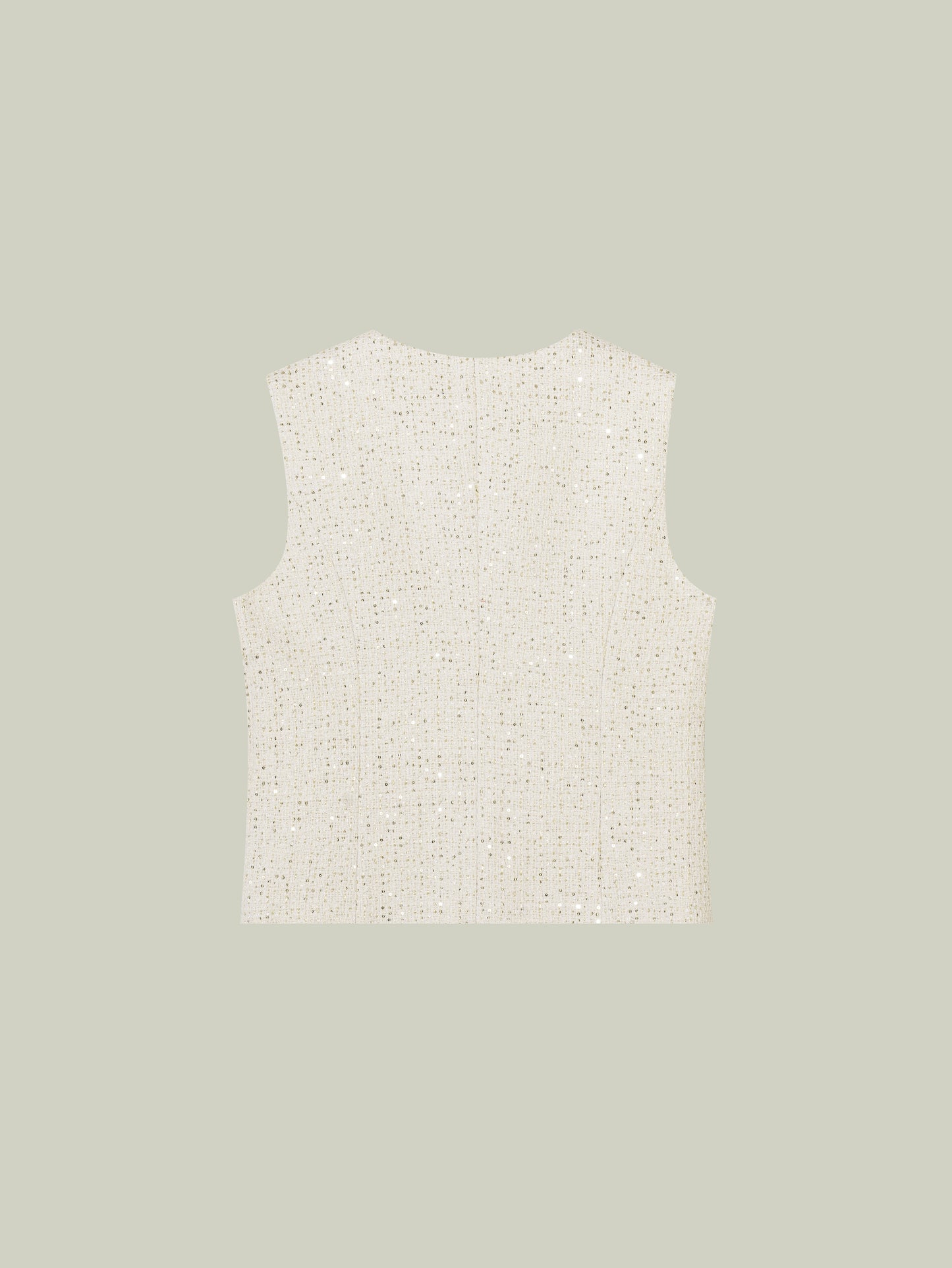 Gilet Avorio con Paillettes Dorate