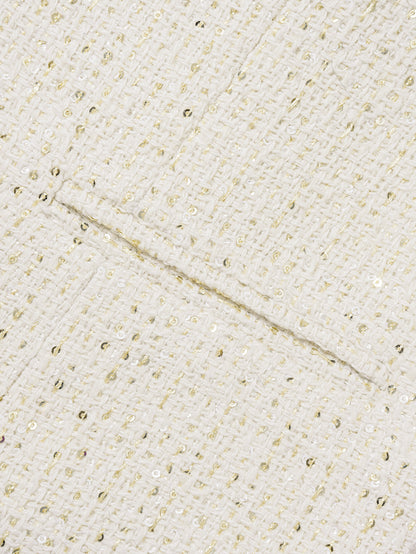 Gilet Avorio con Paillettes Dorate