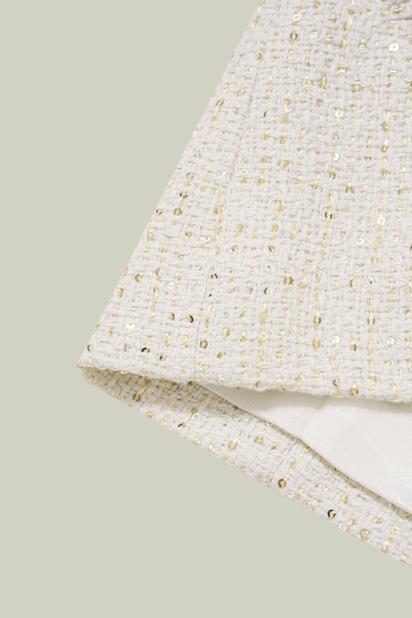 Gilet Avorio con Paillettes Dorate