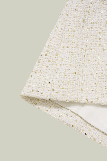 Gilet Avorio con Paillettes Dorate