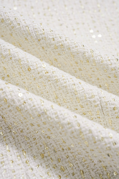 Gilet Avorio con Paillettes Dorate