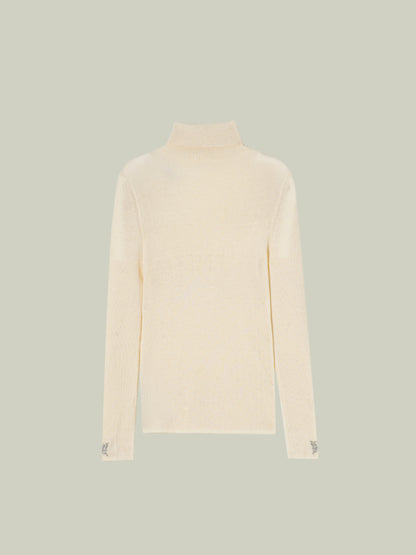 Butterfly embellished high-neck knit