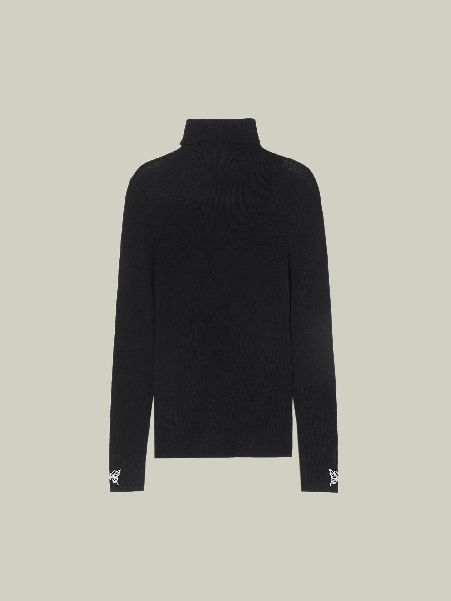 Butterfly embellished high-neck knit