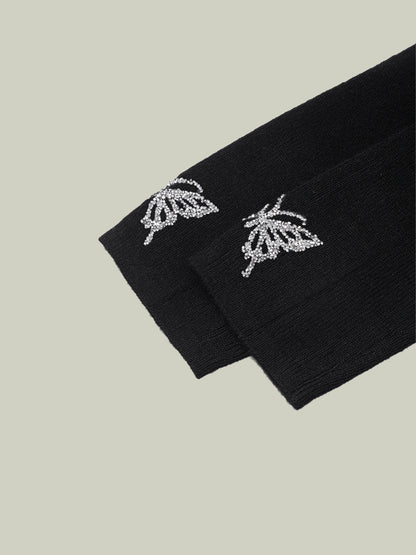Butterfly embellished high-neck knit
