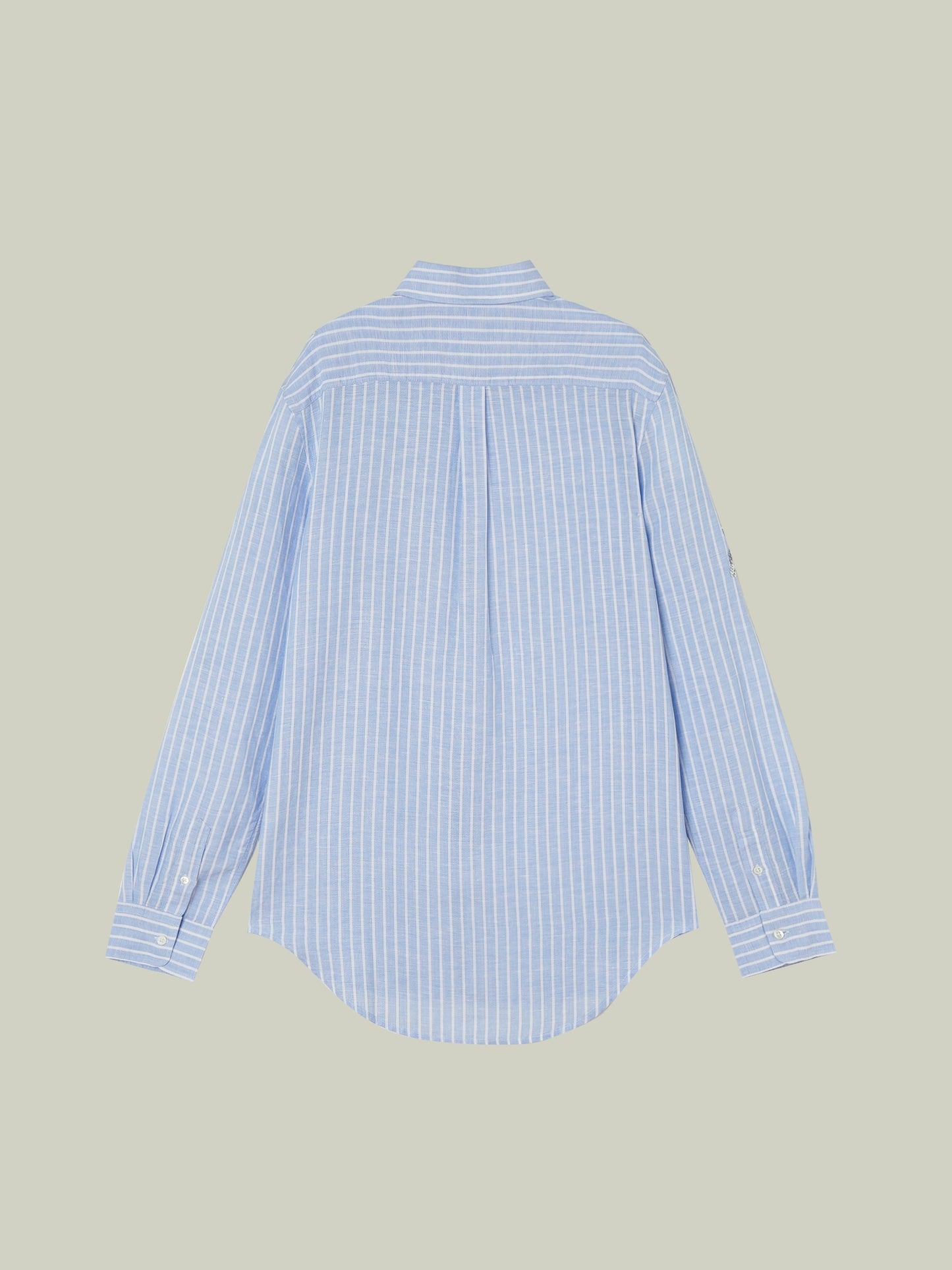 Camicia a righe in lino con paillettes ricamate
