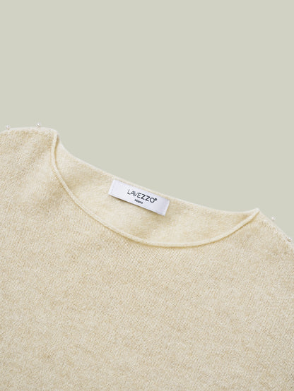  Cashmere sweater with pearl embellishment