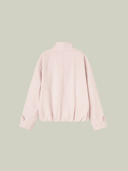  Stand-collar cropped trench jacket