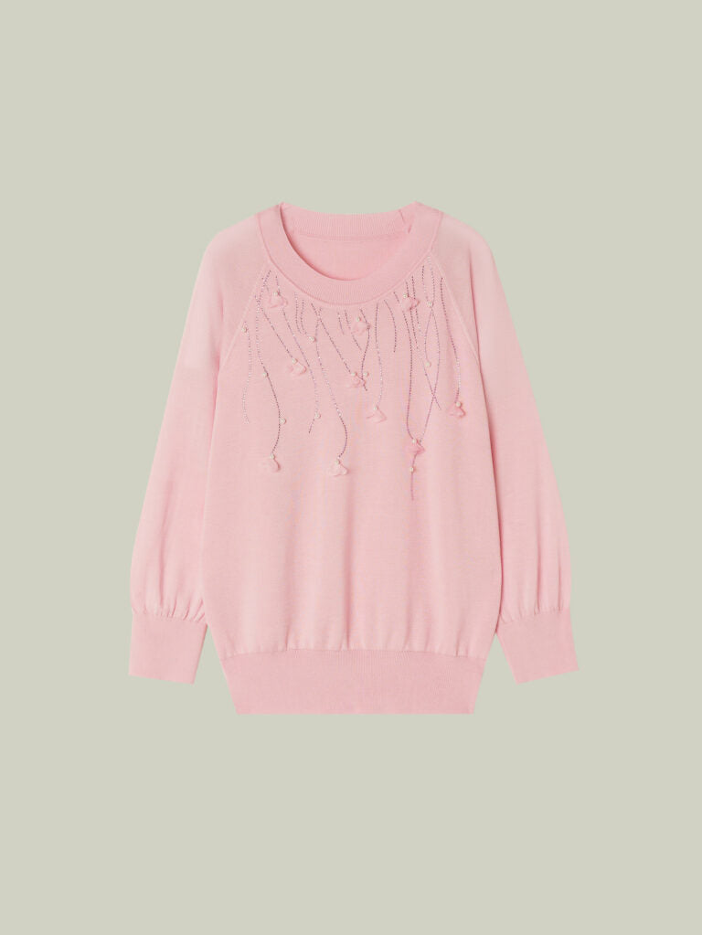 Maglia in seta e lino con manica tre quarti