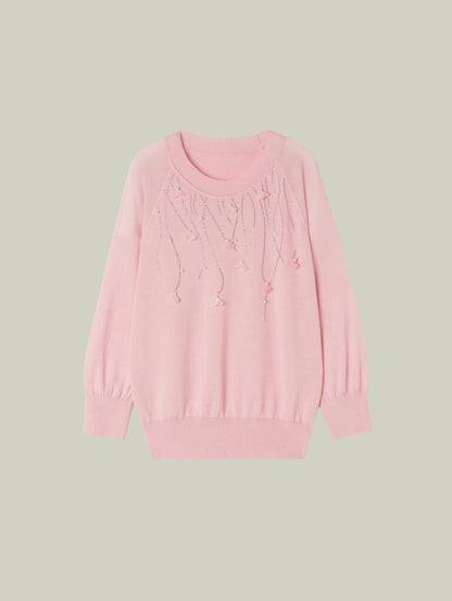 Maglia in seta e lino con manica tre quarti
