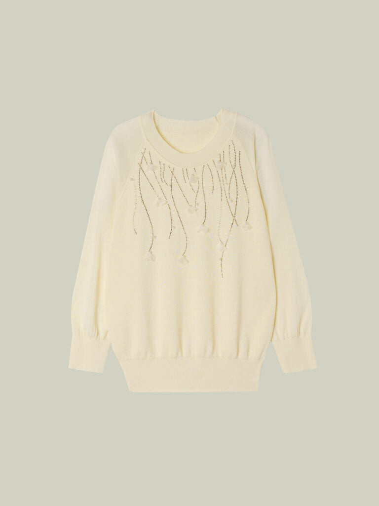 Maglia in seta e lino con manica tre quarti