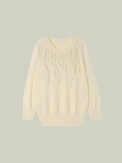 Maglia in seta e lino con manica tre quarti