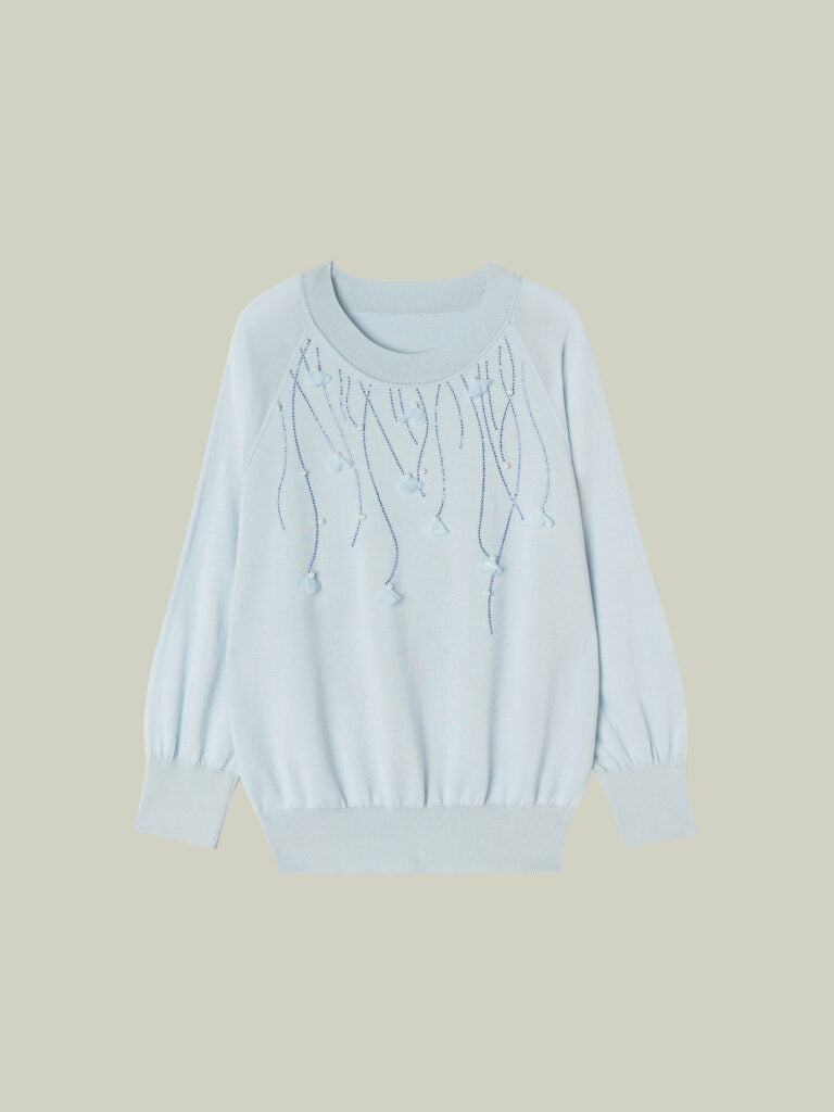 Maglia in seta e lino con manica tre quarti