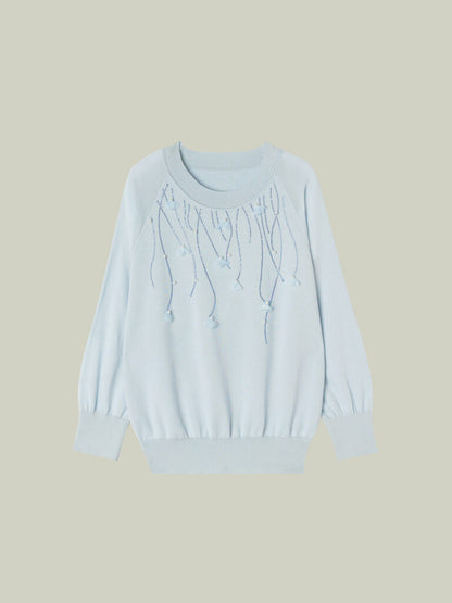 Maglia in seta e lino con manica tre quarti
