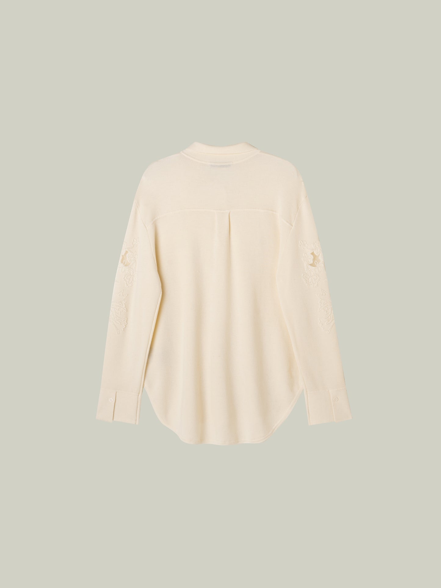 100% wool beaded lace cutwork shirt sweater