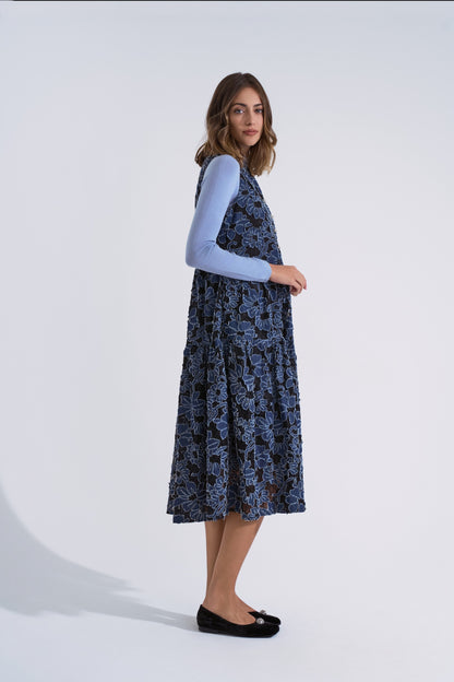 Abito jacquard in denim