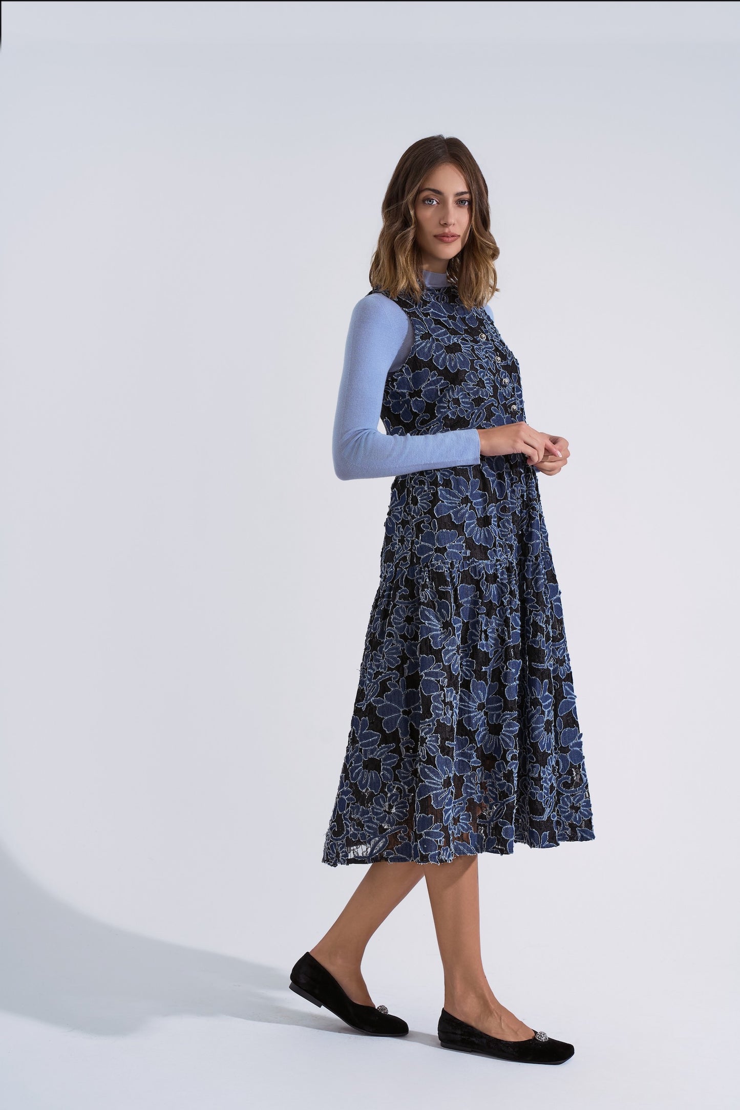 Abito jacquard in denim