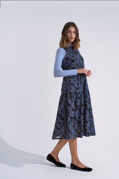 Abito jacquard in denim