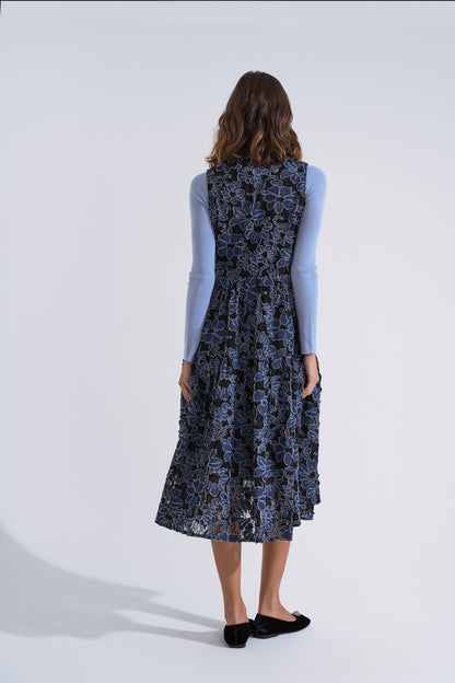 Abito jacquard in denim