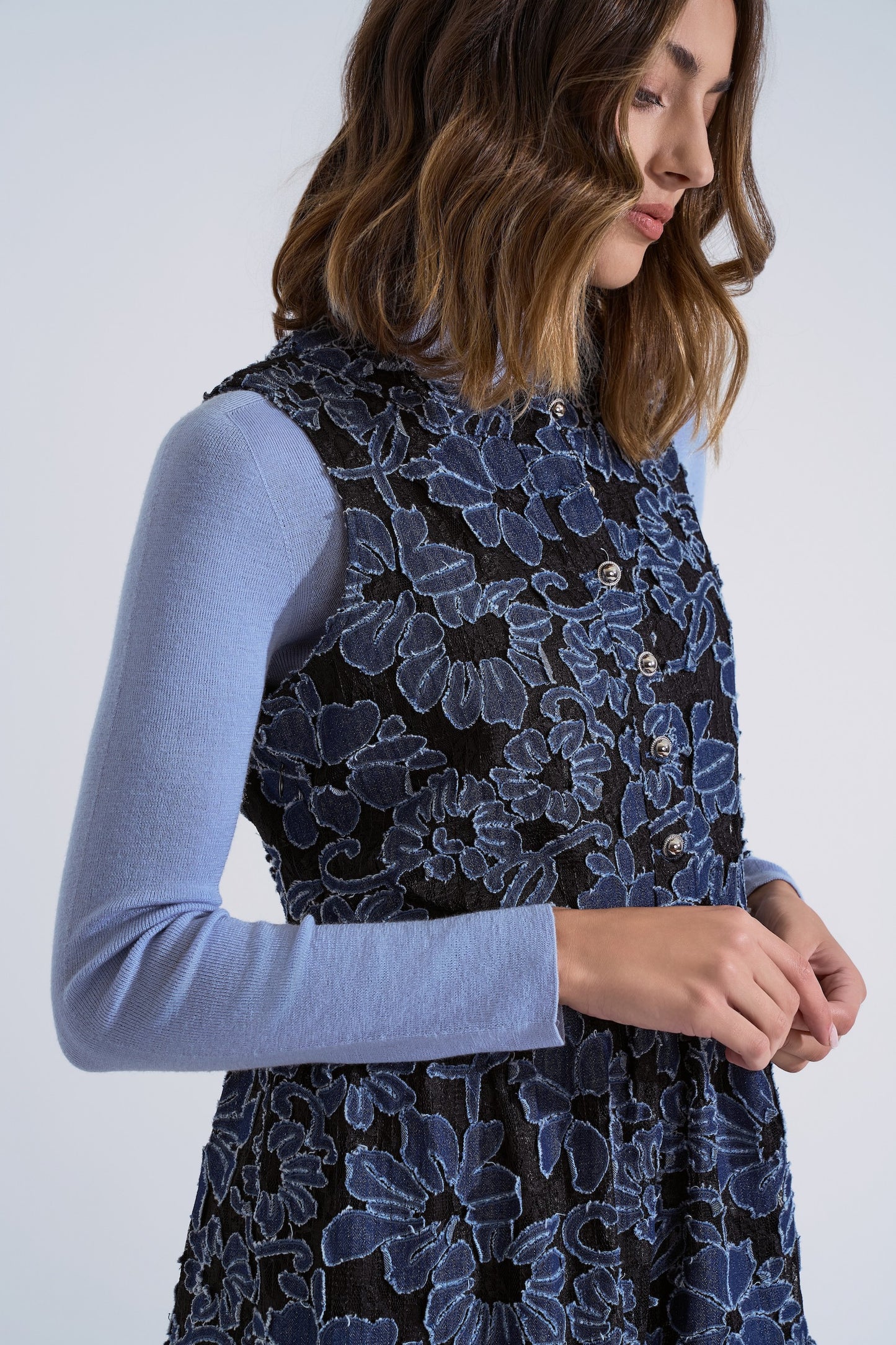Abito jacquard in denim