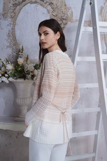 Gradient wave-knit cardigan
