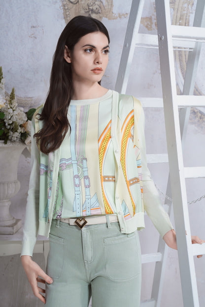 Cardigan in seta stampata