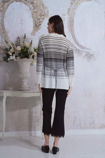 Gradient wave-knit cardigan
