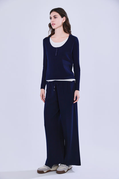 Pantalone - Completo pantalone e maglia finto doppio in lana