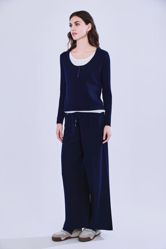 Pantalone - Completo pantalone e maglia finto doppio in lana