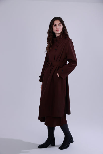 Trench coat con colletto alto