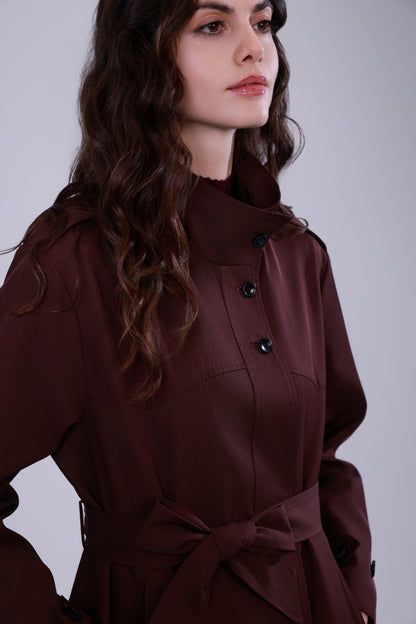 Trench coat con colletto alto