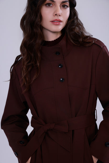 Trench coat con colletto alto