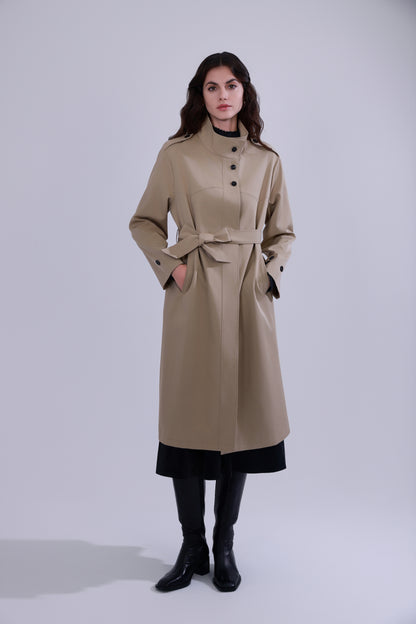 Trench coat con colletto alto