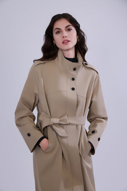 Trench coat con colletto alto
