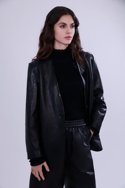 Emerald oil-waxed lambskin jacket