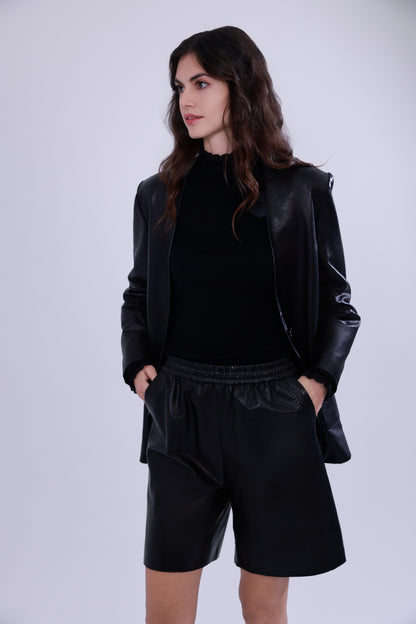 Emerald oil-waxed lambskin jacket