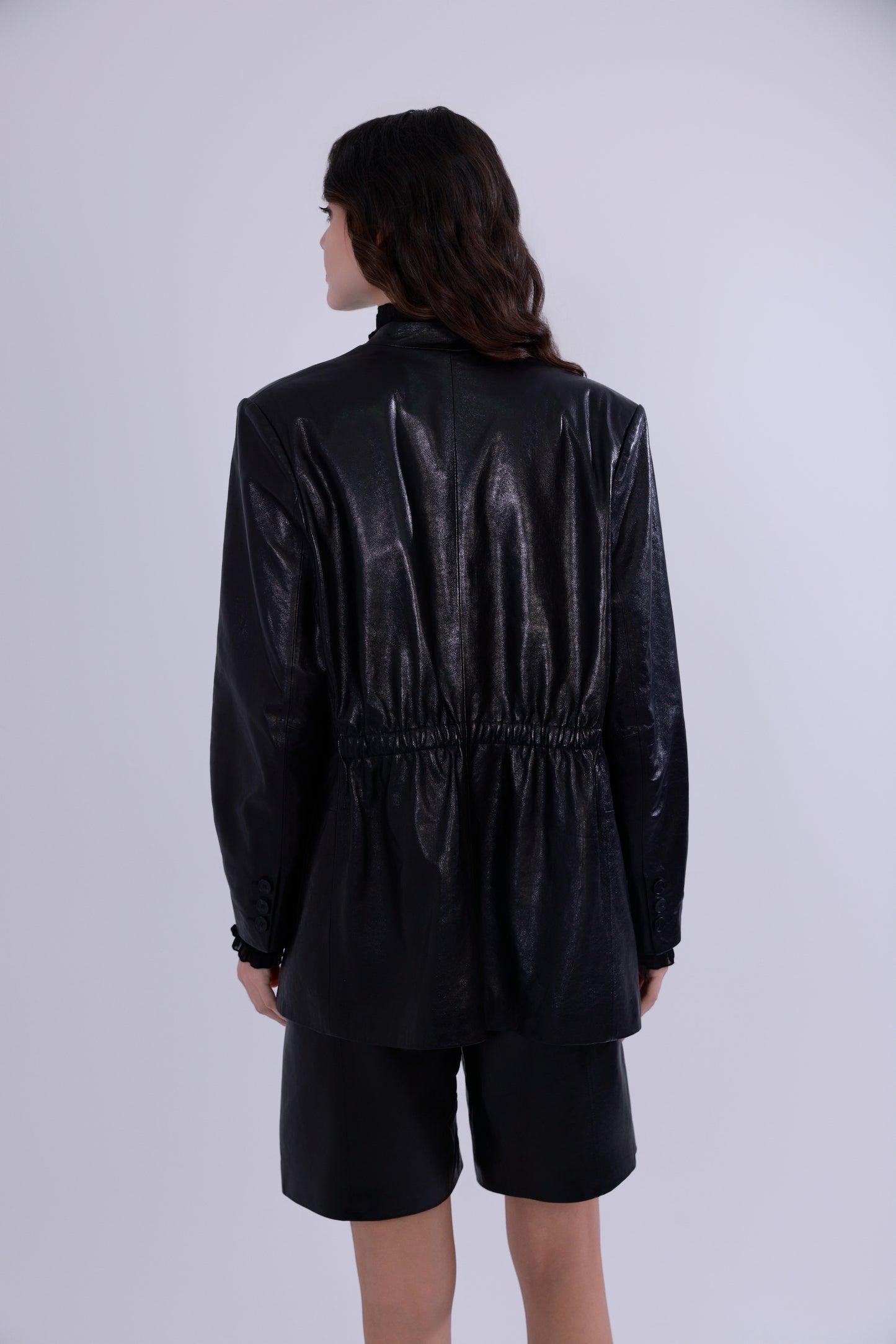 Emerald oil-waxed lambskin jacket