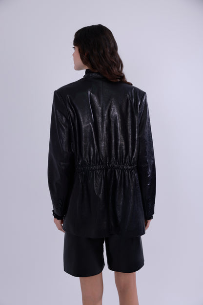 Emerald oil-waxed lambskin jacket