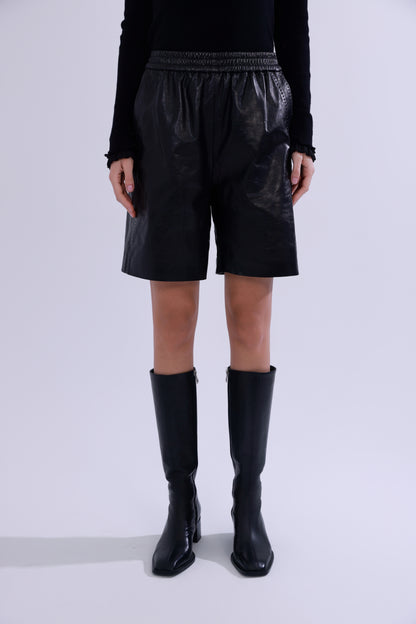  Emerald oil-waxed lambskin shorts