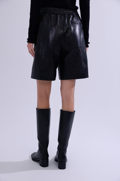  Emerald oil-waxed lambskin shorts
