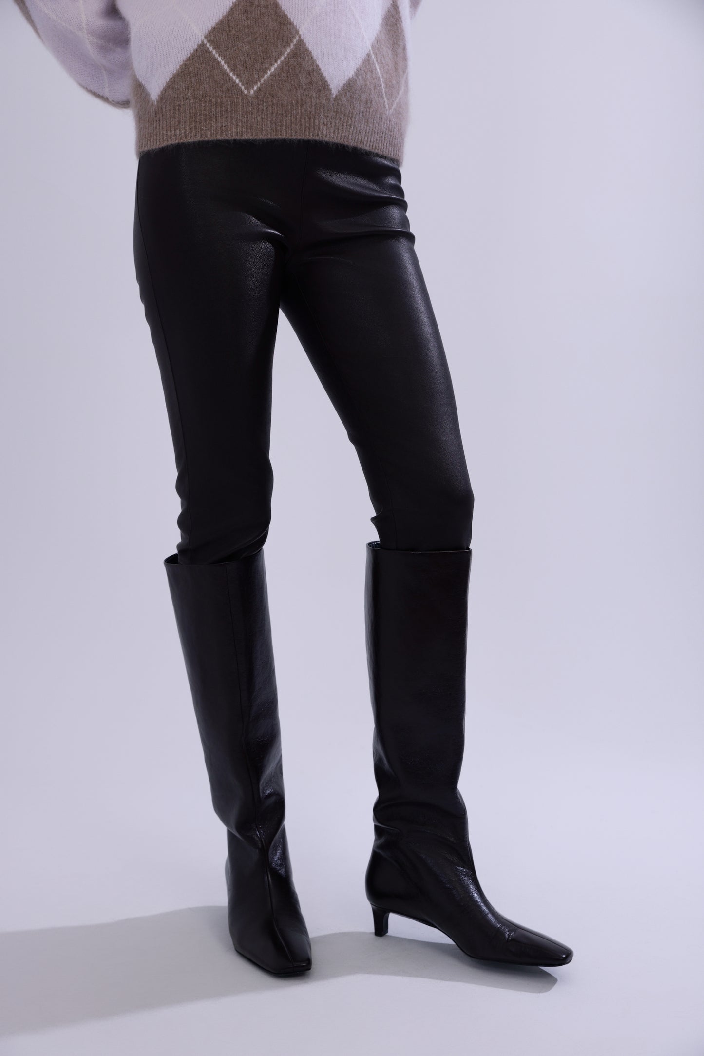 High-stretch sheepskin skinny pants