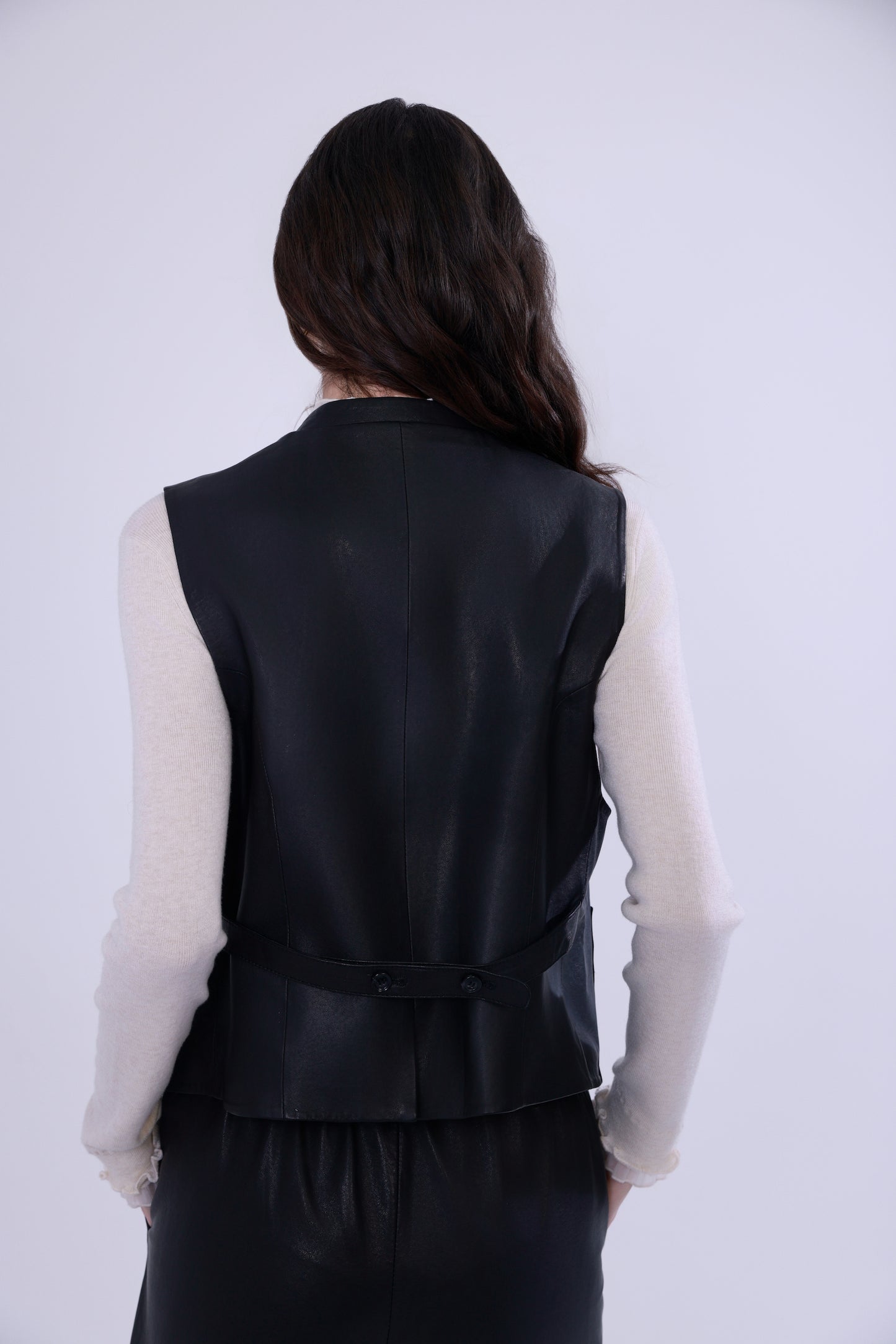 Sheepskin mandarin-collar vest