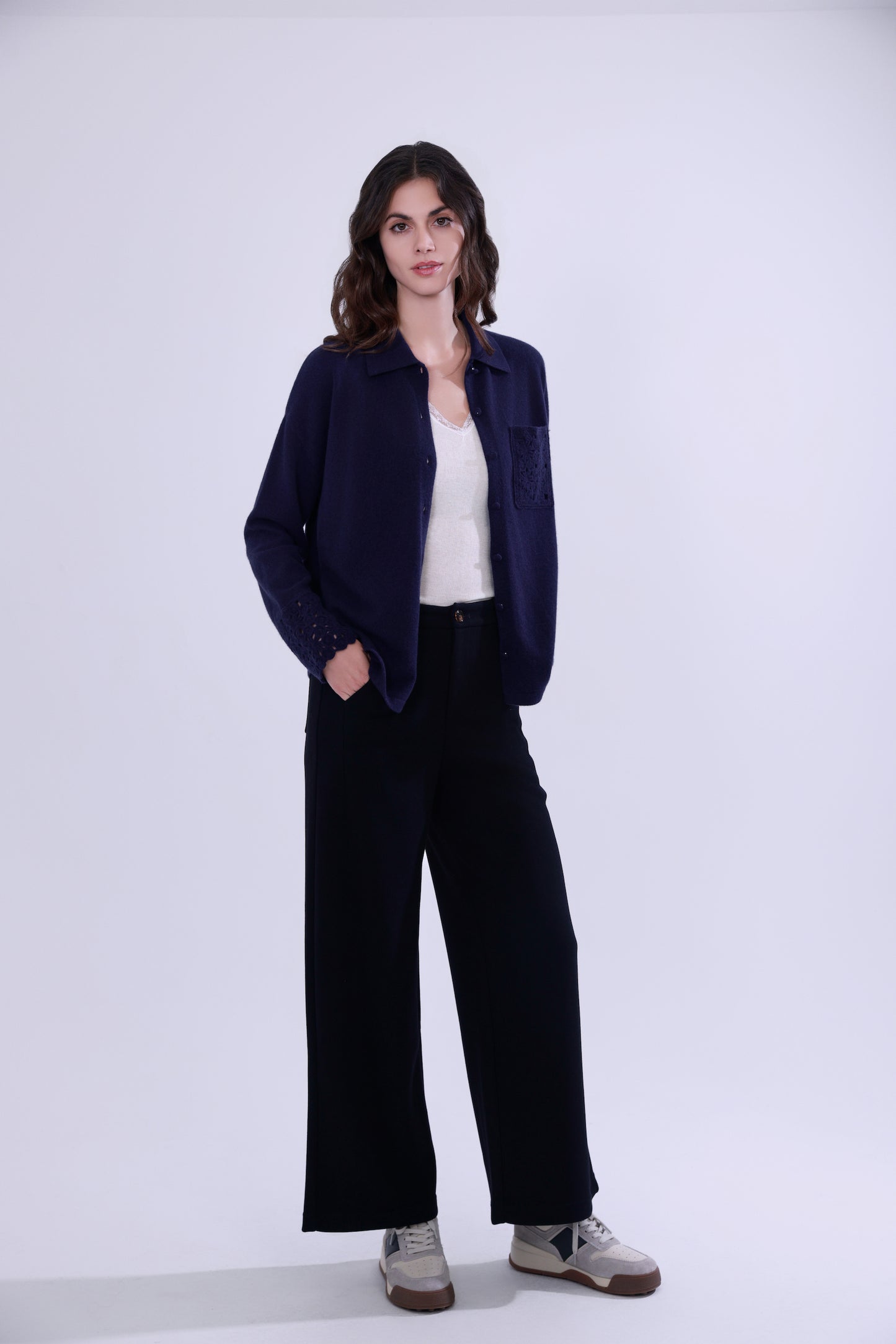 Wool blend warm straight pants