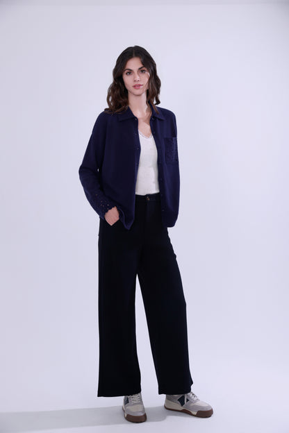 Wool blend warm straight pants