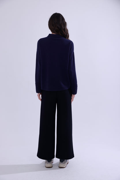 Wool blend warm straight pants