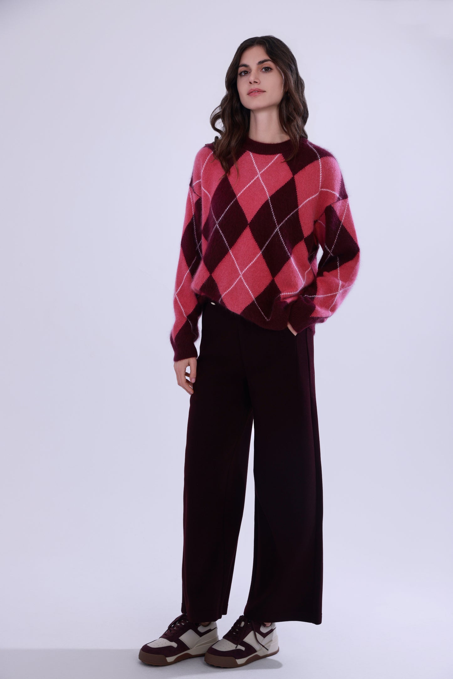 Wool blend warm straight pants