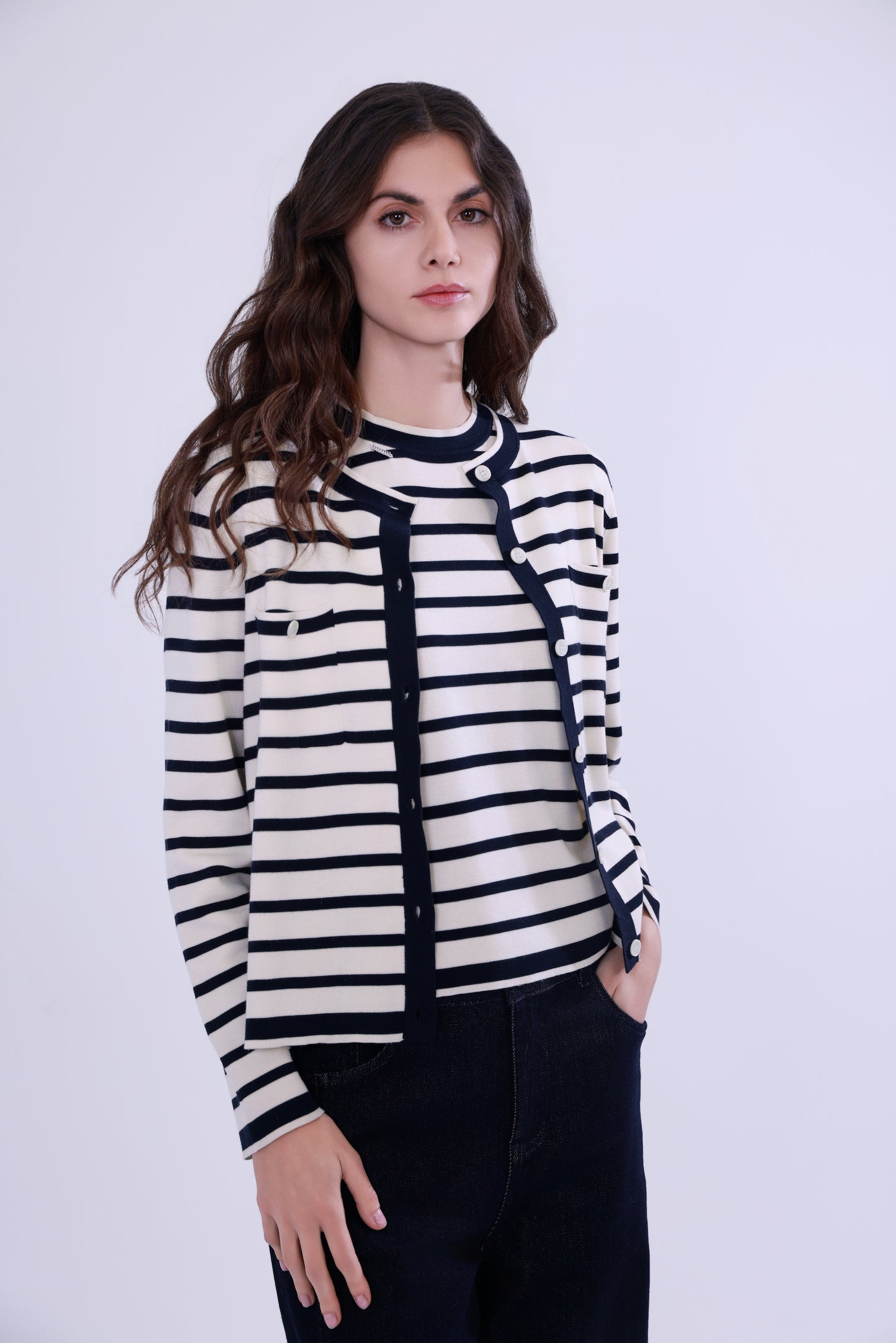 Striped knit set