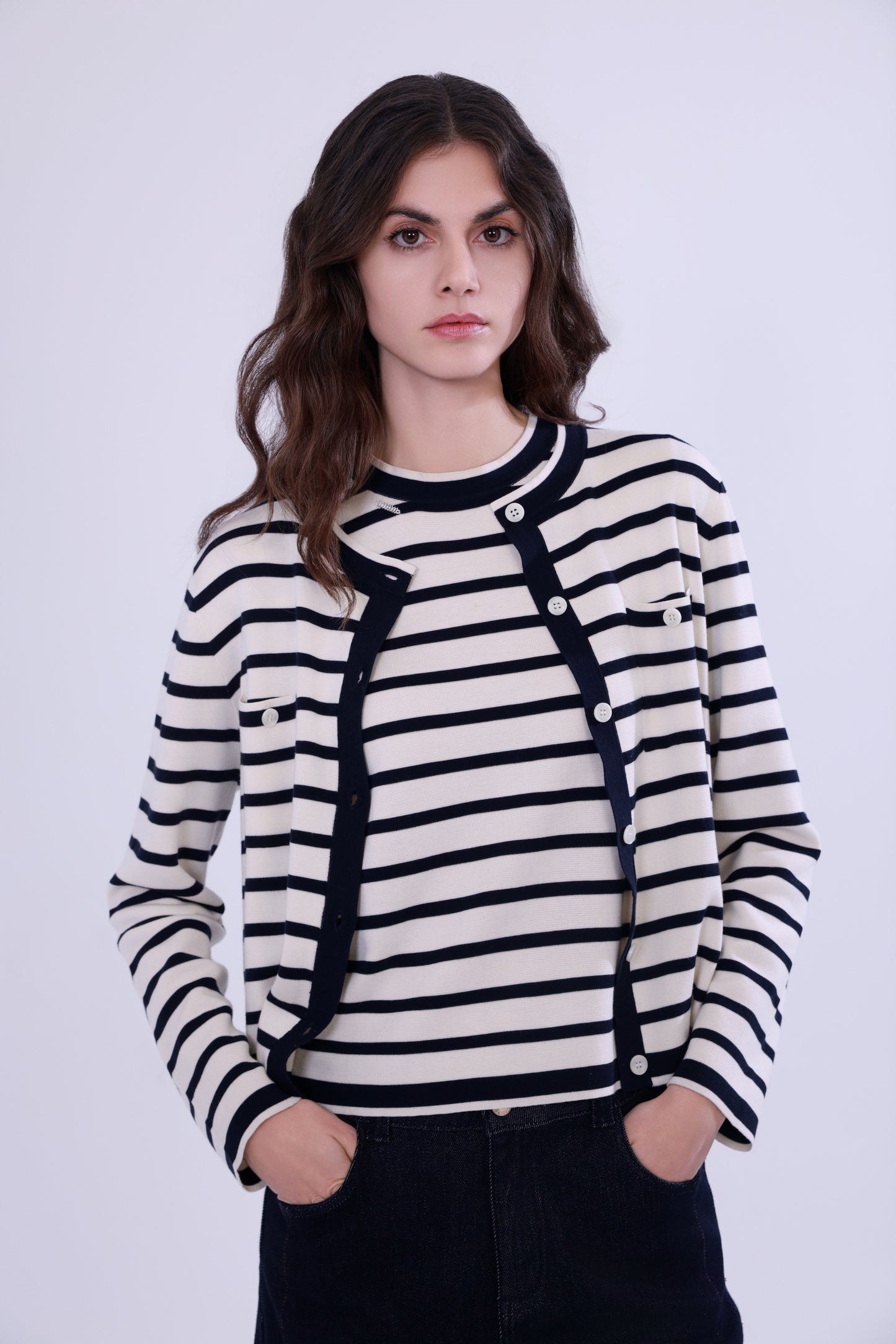 Striped knit set