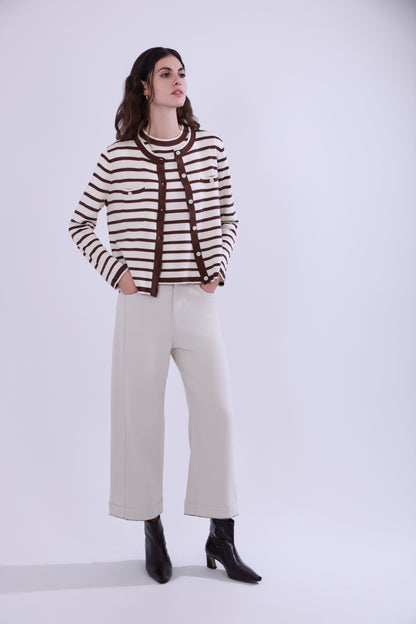 High-waisted embroidered cuffed jeans