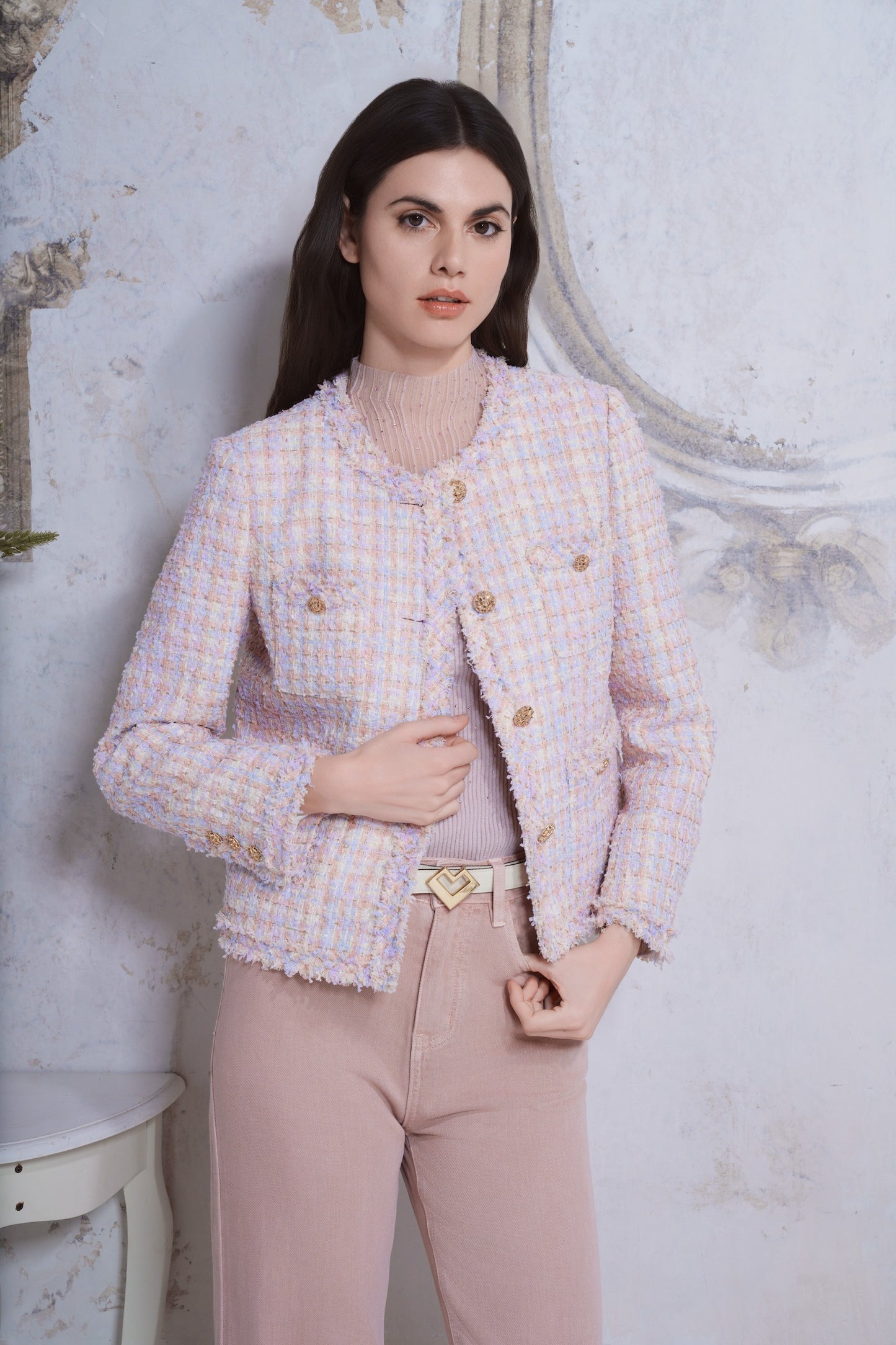 Giacca in tweed rosa